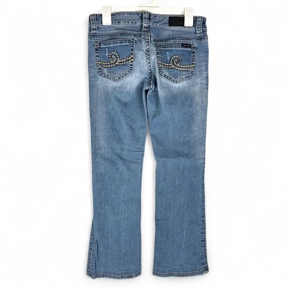 Seven7 Womens Bootcut Jeans Size 28 Medium Wash Embroidered Thick Stitch Denim - Picture 2 of 12